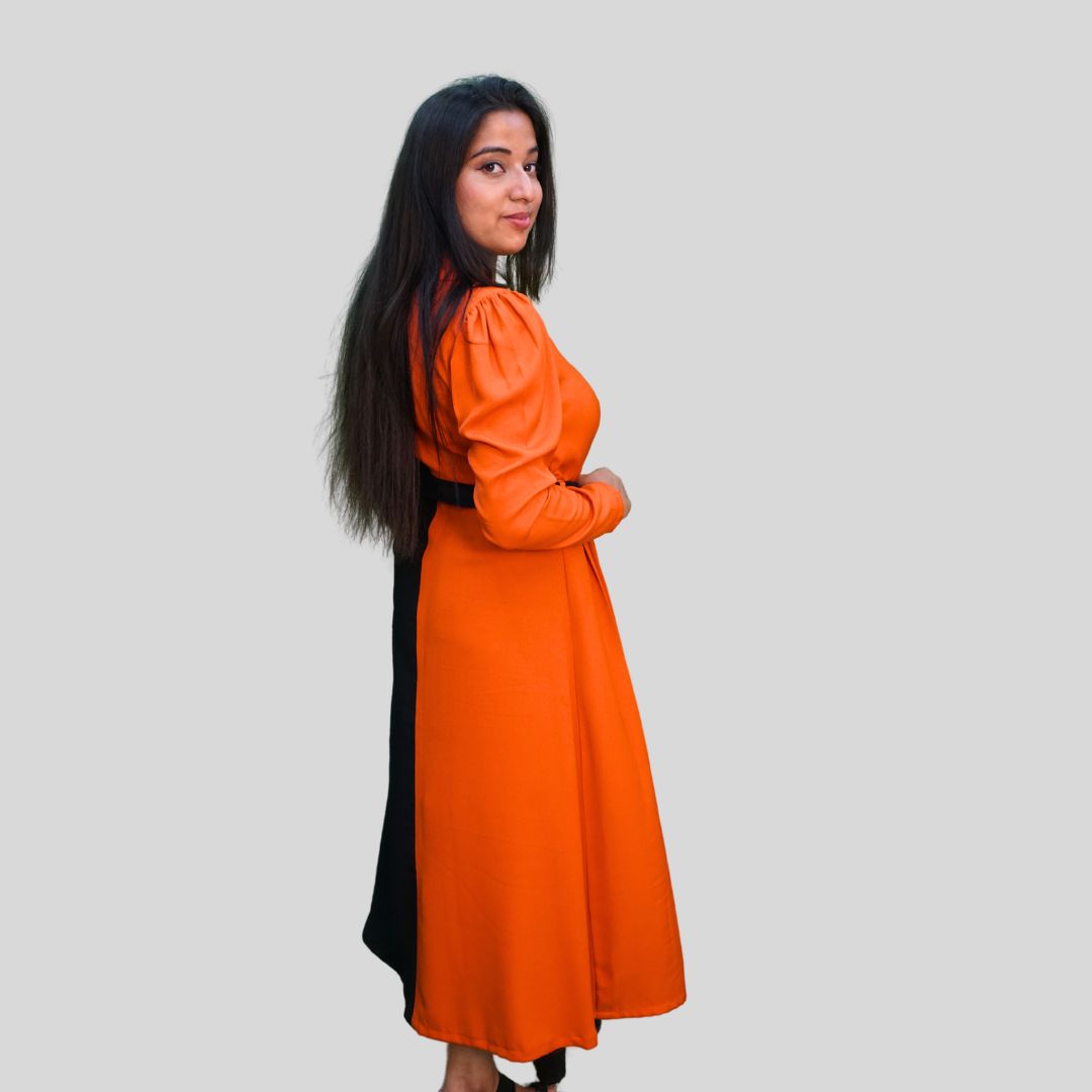 Orange Black Dress - Image 4