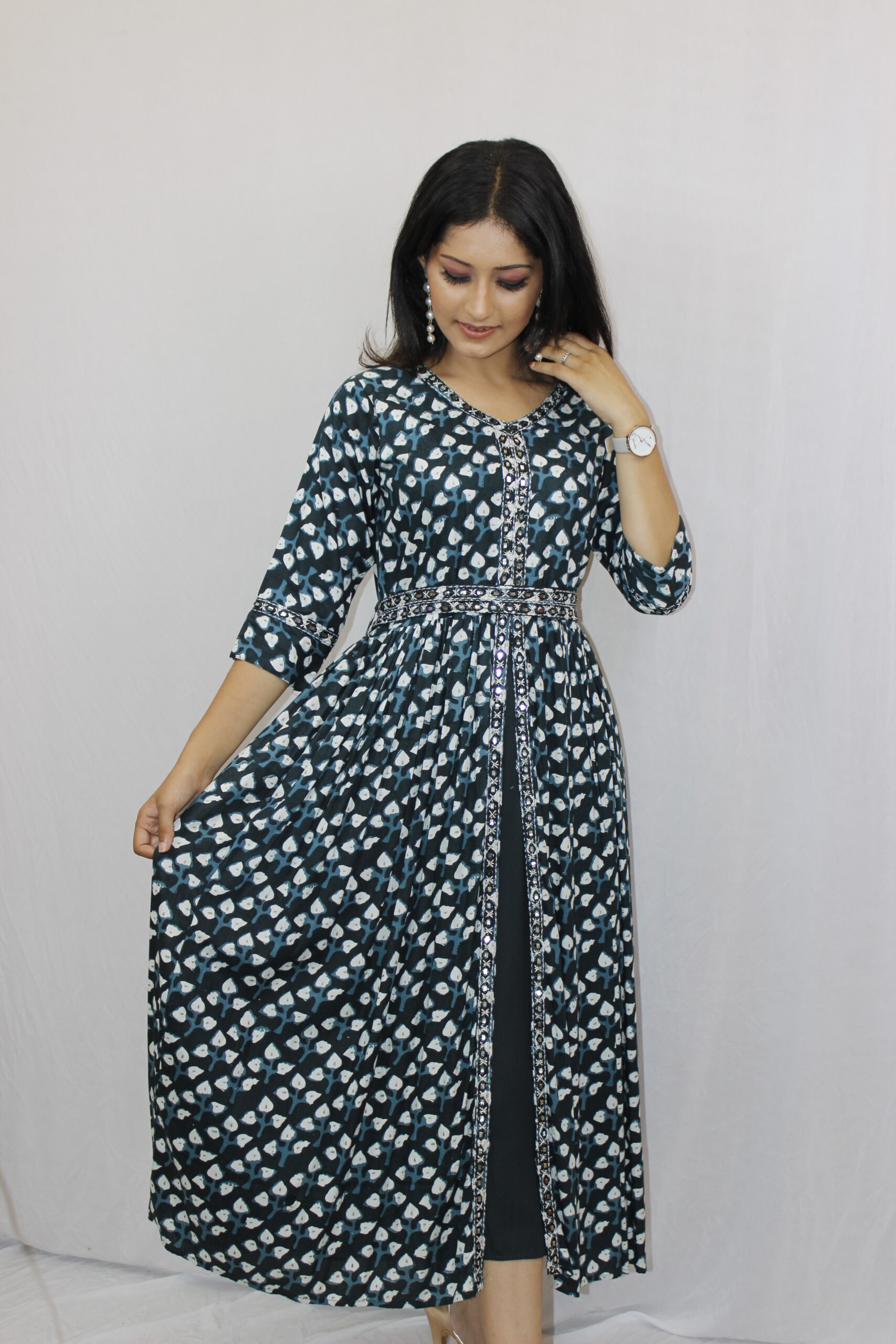 Ethnic Cotton Blue Long Dress