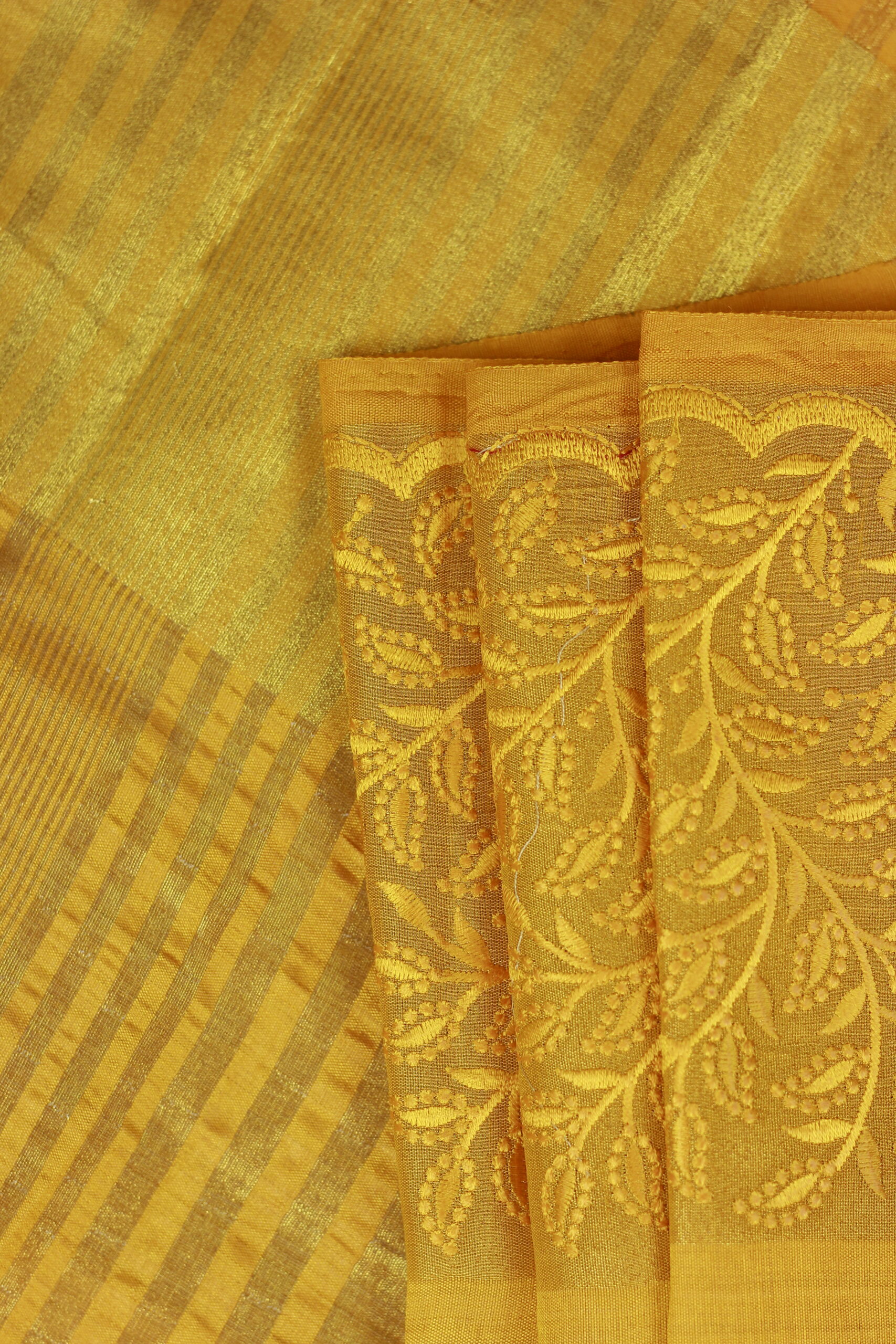 Elegant Yellow Saree Machine Work